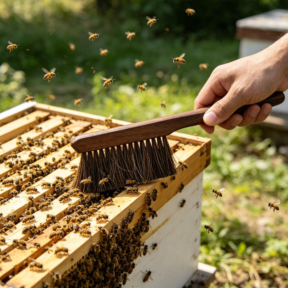 Horse Tail Hair Bee Brush Nut-brown