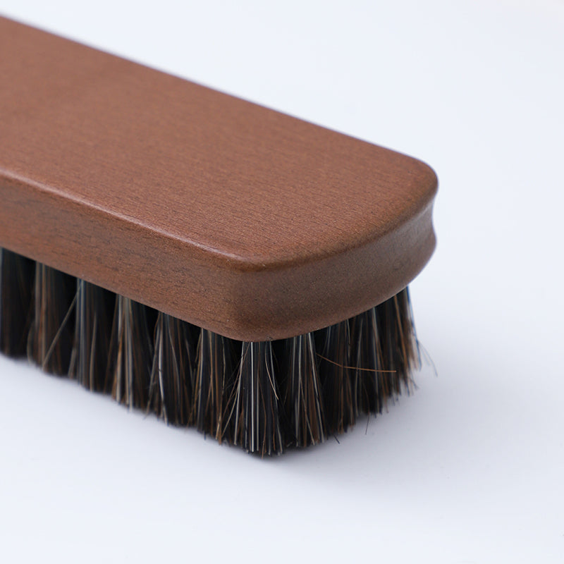 Horse hair shoe brush leather care
