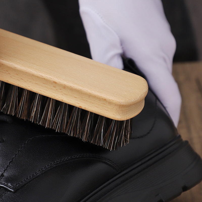 Horse hair shoe brush leather care