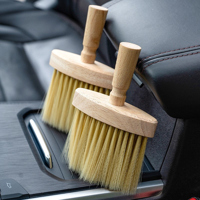 Car gap cleaning brush with rubber wood