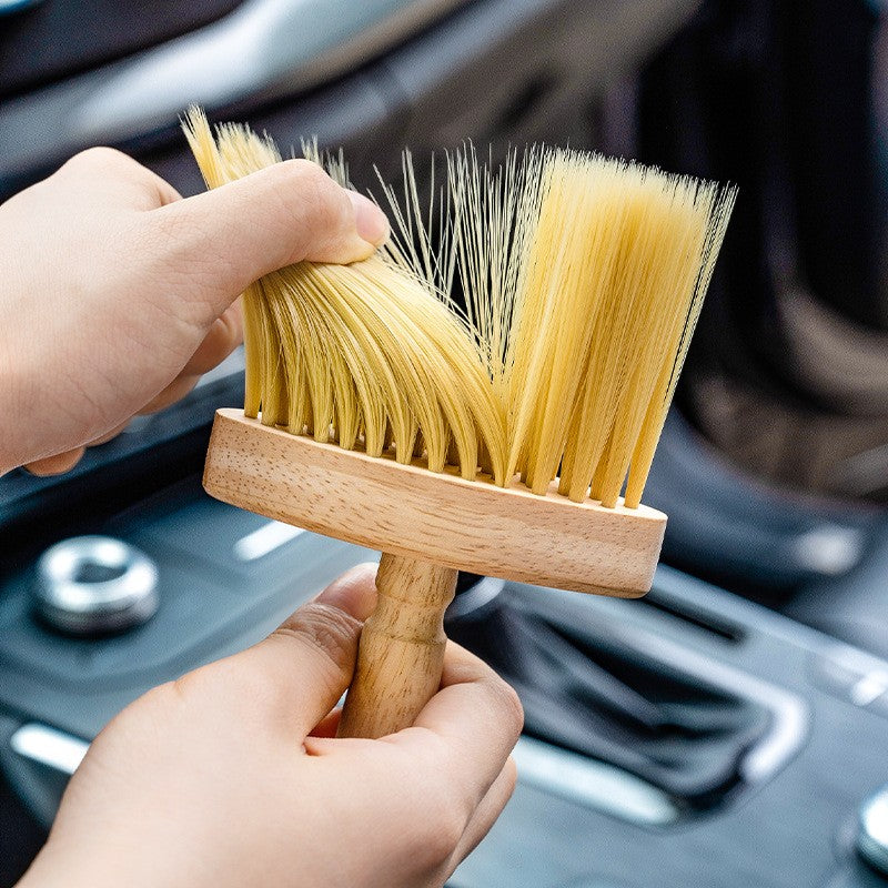 Car gap cleaning brush with rubber wood