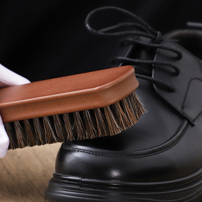 Horse hair shoe brush leather care