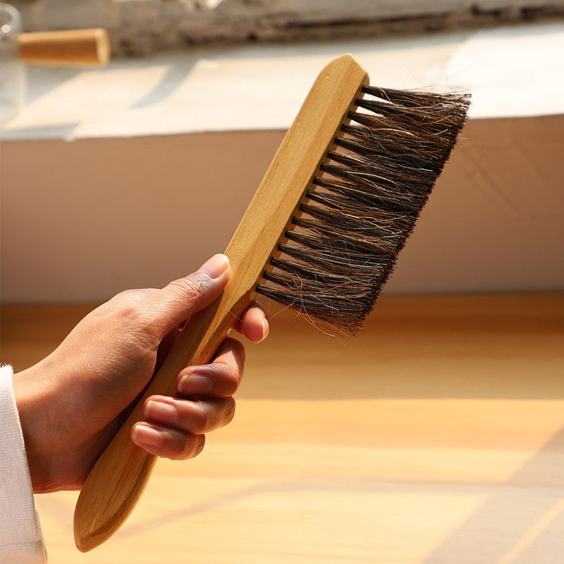 Horse Tail Hair Bee Brush with Solid Wood Handle