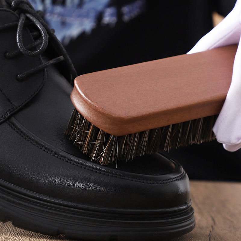 Horse hair shoe brush leather care