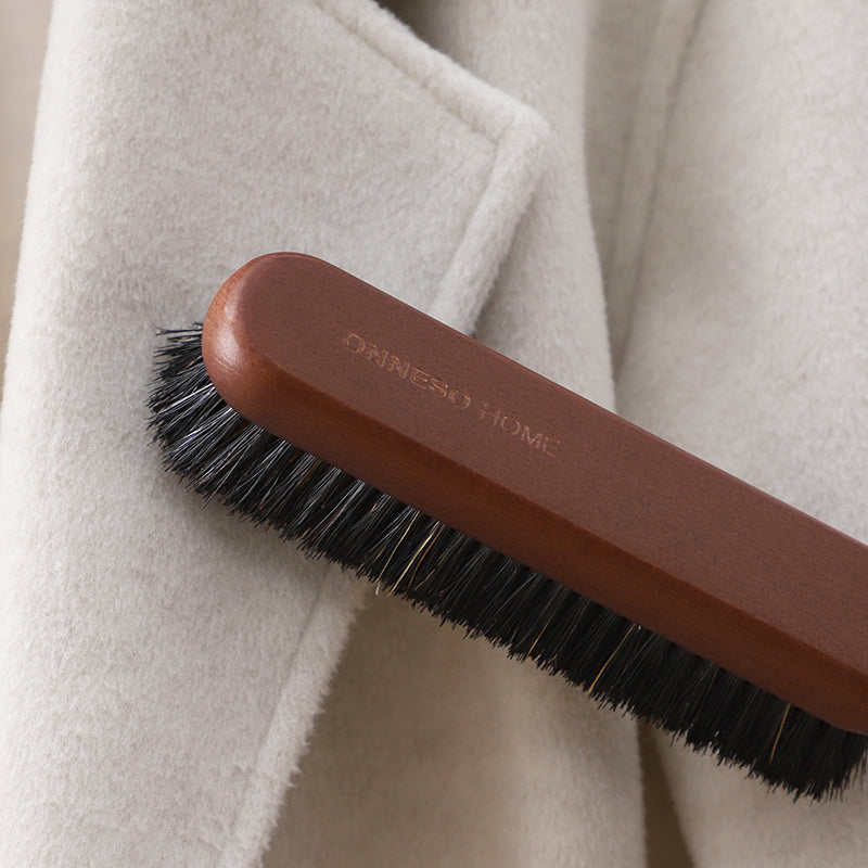 Nut-brown Clothing care brush with Wooden and pig hair