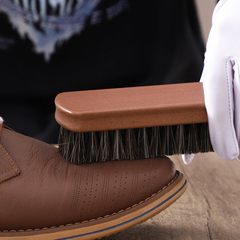 Horse hair shoe brush leather care
