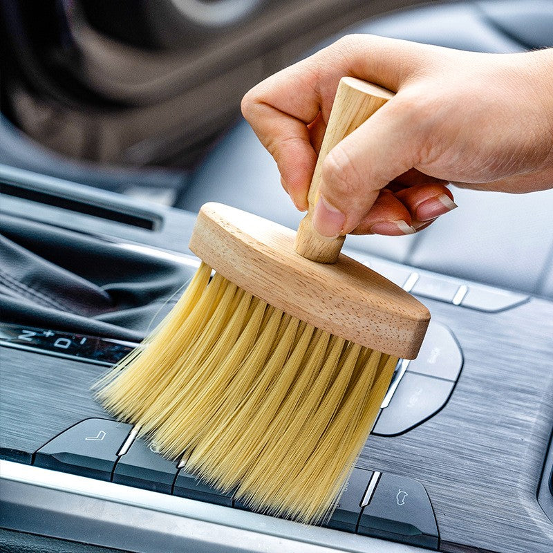 Car gap cleaning brush with rubber wood