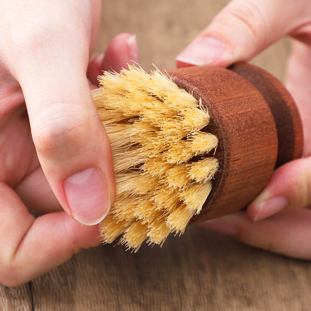 Pig hair brush bristles and Wooden pot brush