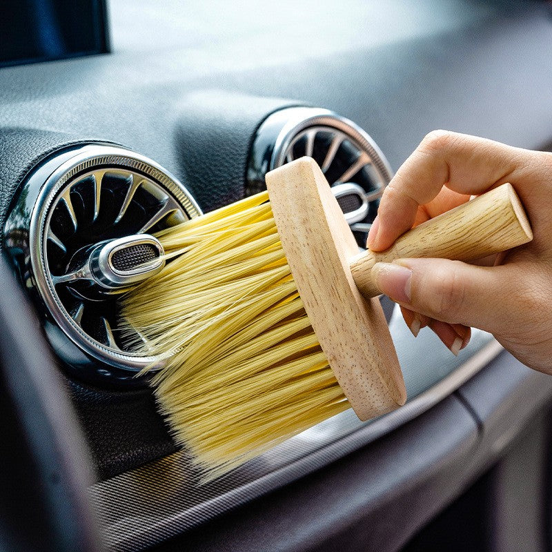 Car gap cleaning brush with rubber wood