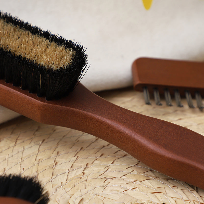 Nut-brown Clothing care brush with Wooden and pig hair