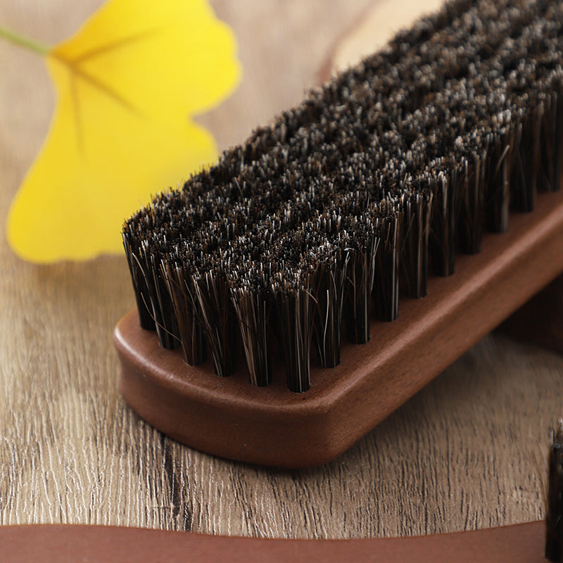 Horse hair shoe brush leather care