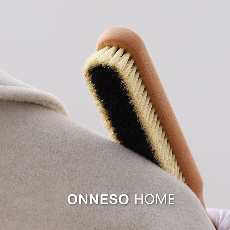 Special care brush for overcoats made of beech wood and pig hair