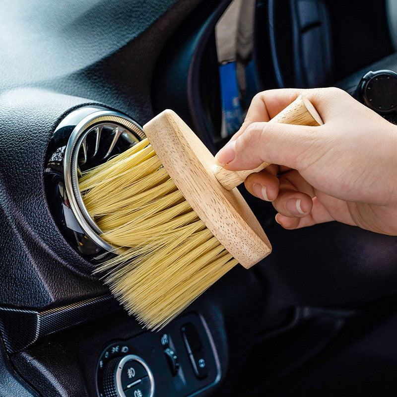 Car gap cleaning brush with rubber wood
