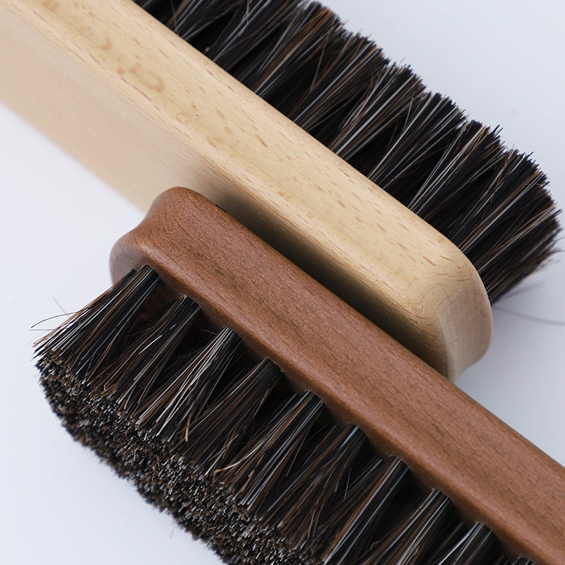 Horse hair shoe brush leather care