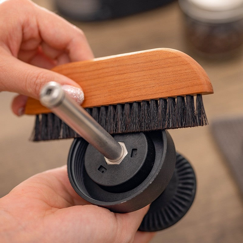 Coffee powder cleaning brush with Cherry Wood