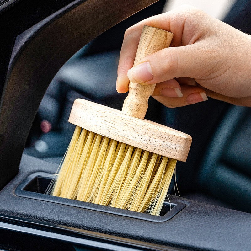 Car gap cleaning brush with rubber wood