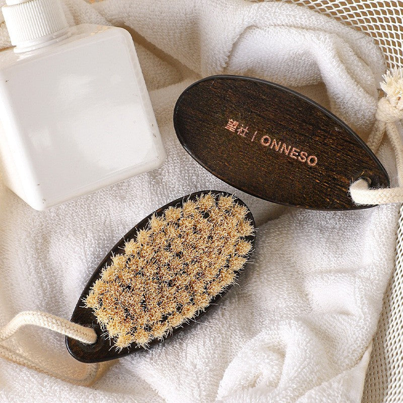 Body Brush with Wooden Handle and Boar Bristles