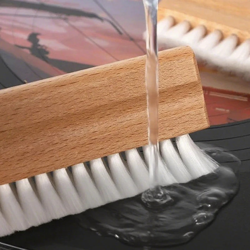 Vinyl Record Dust Cleaning Brush with Natural Beech Handle and Soft Bristle