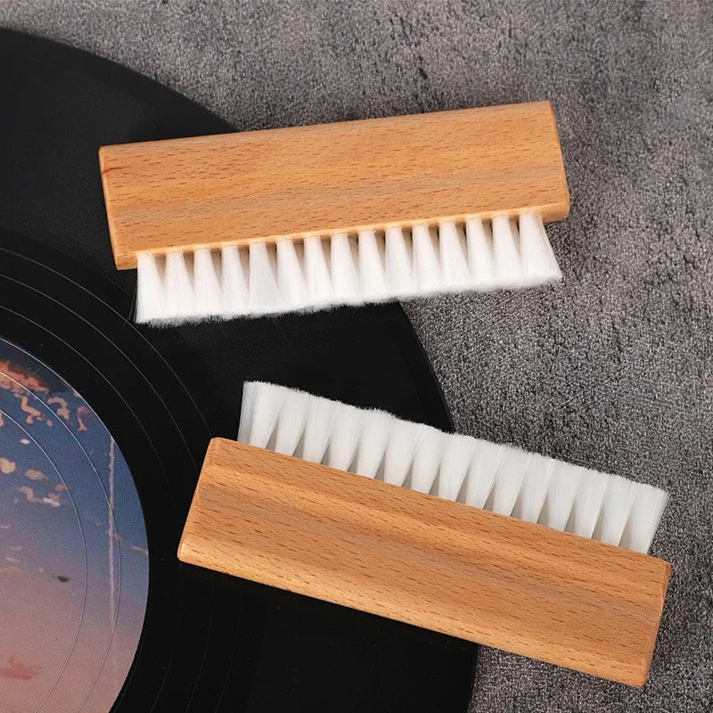 Vinyl Record Dust Cleaning Brush with Natural Beech Handle and Soft Bristle