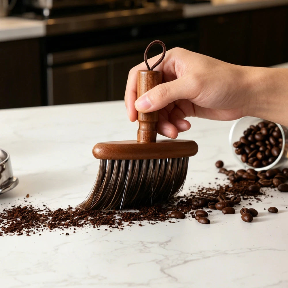 Beech soft bristle coffee brush