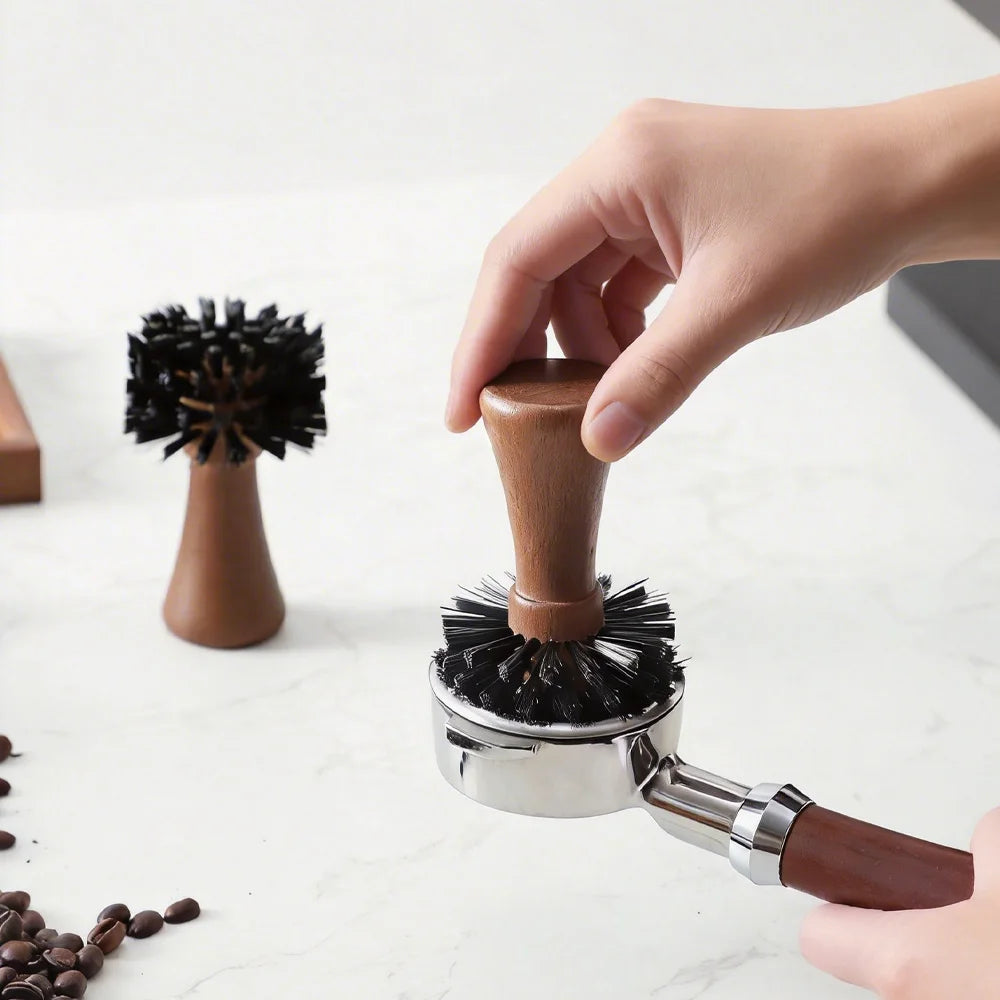 Nylon bristle wooden-handled coffee cleaning brush