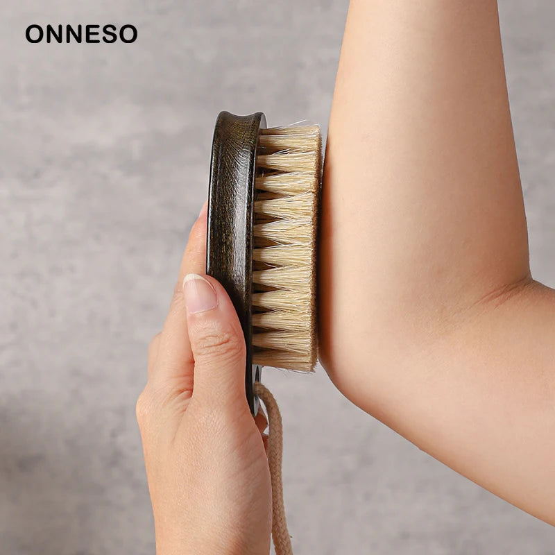 Body Brush with Wooden Handle and Boar Bristles