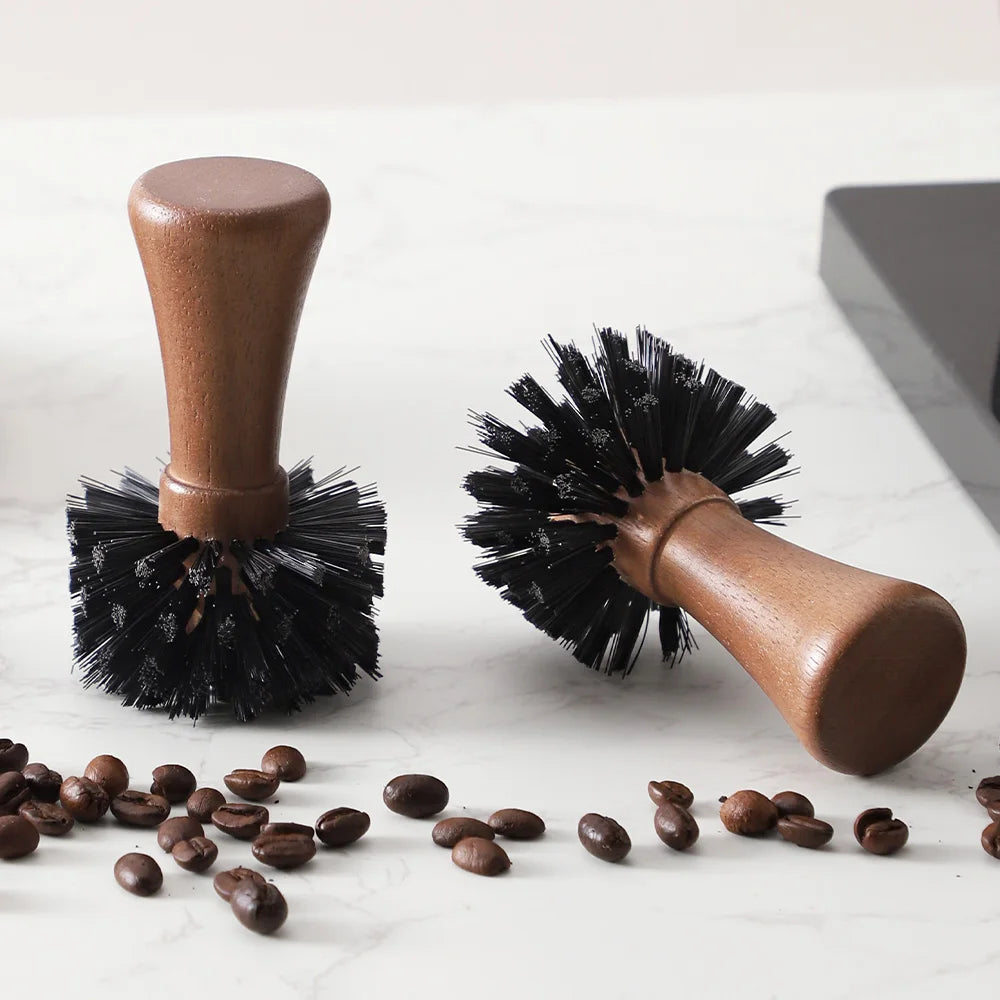 Nylon bristle wooden-handled coffee cleaning brush