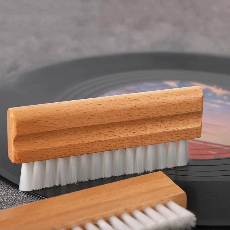 Vinyl Record Dust Cleaning Brush with Natural Beech Handle and Soft Bristle