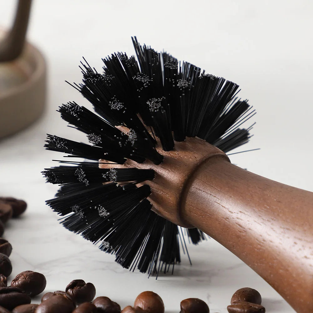 Nylon bristle wooden-handled coffee cleaning brush