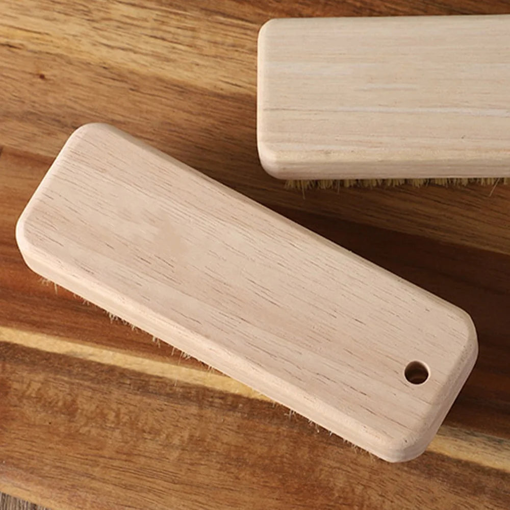 Natural Boar Bristle Laundry Brush with Rubber Wood Handle