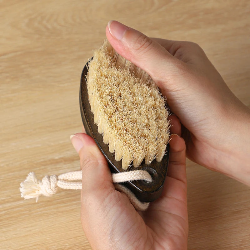 Body Brush with Wooden Handle and Boar Bristles