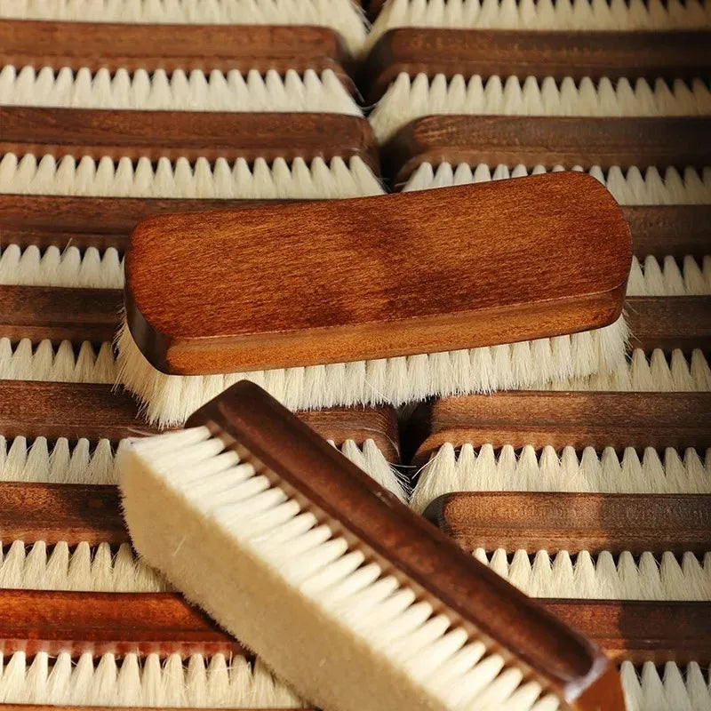 Wool bristle shoe brush leather care