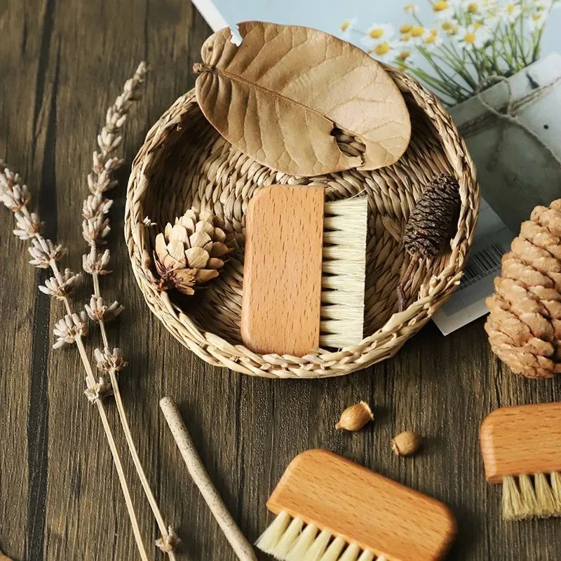 Mini Nail cleaning brushes Wooden and Pig hair
