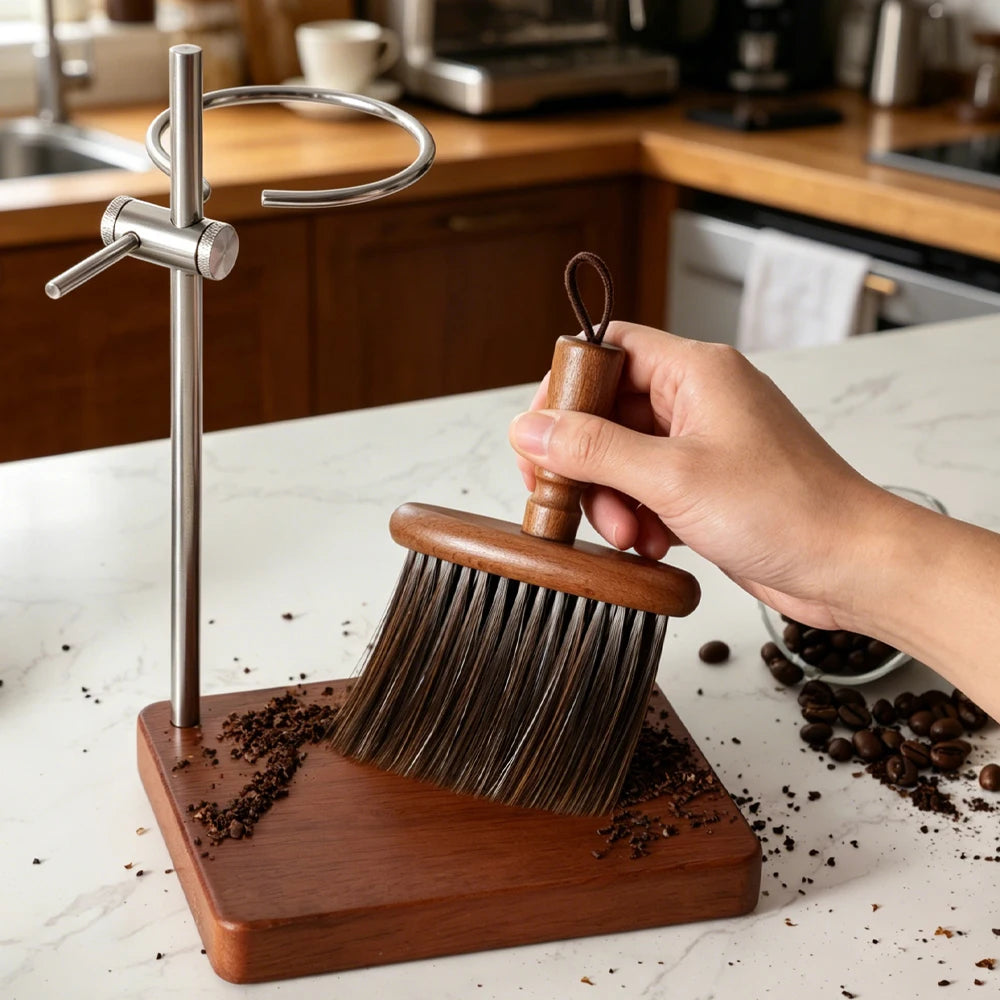 Beech soft bristle coffee brush