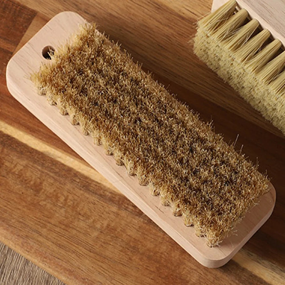 Natural Boar Bristle Laundry Brush with Rubber Wood Handle