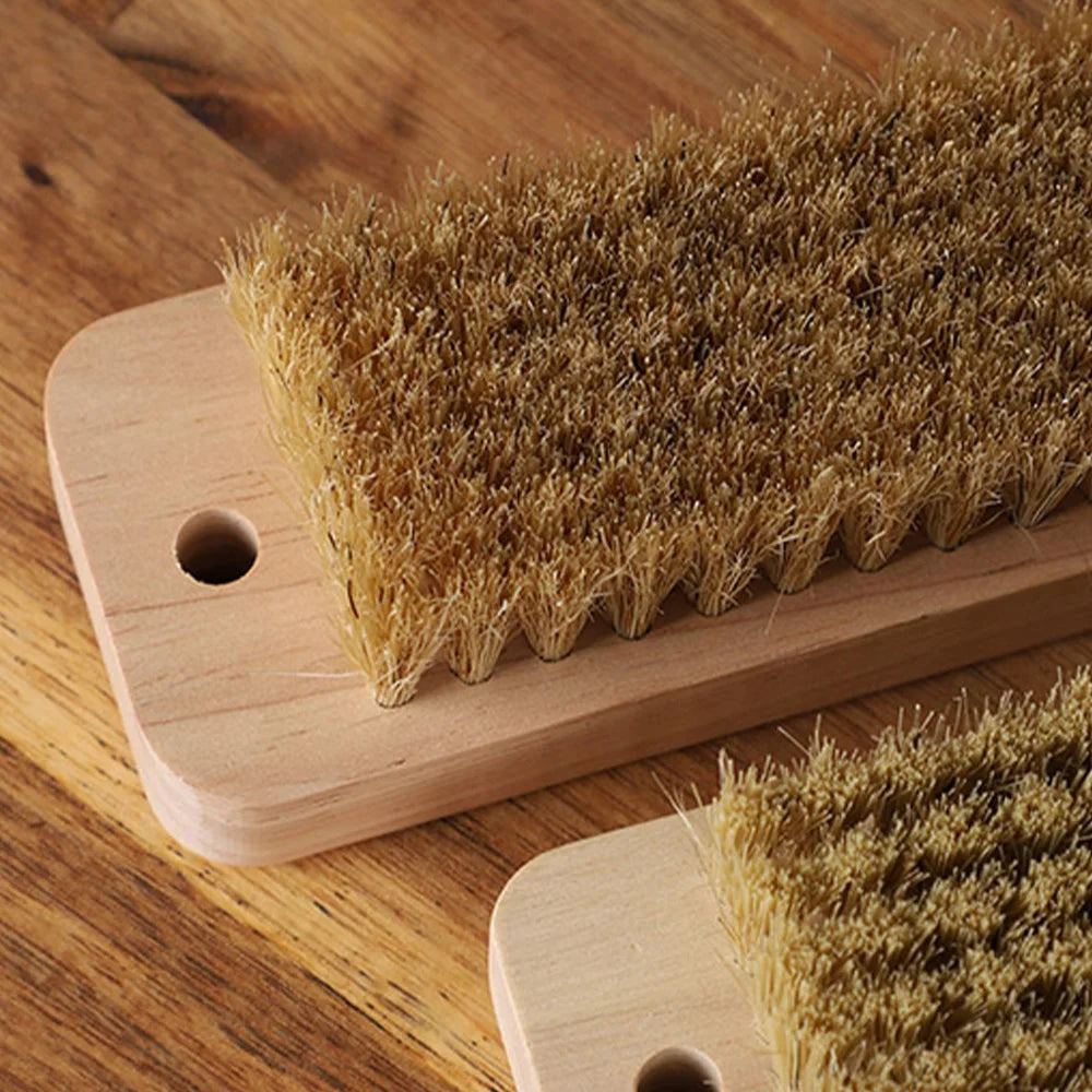 Natural Boar Bristle Laundry Brush with Rubber Wood Handle