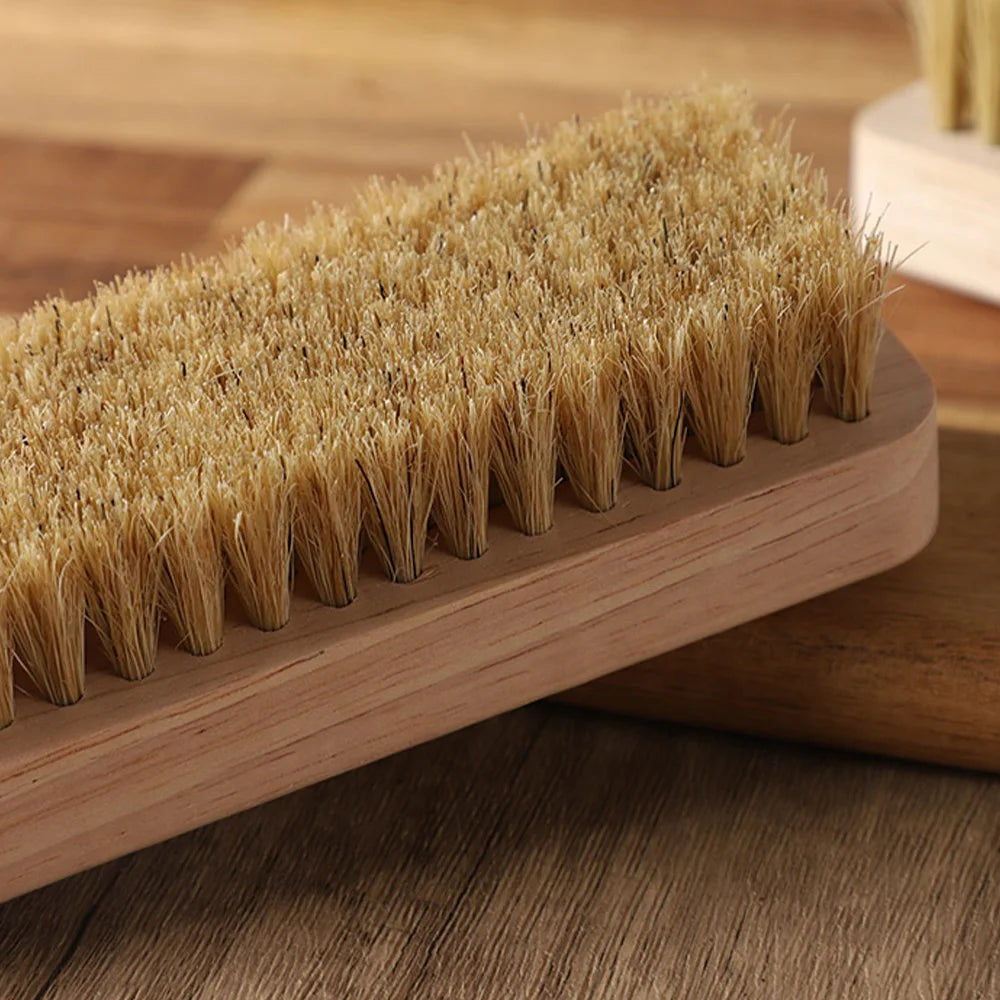 Natural Boar Bristle Laundry Brush with Rubber Wood Handle