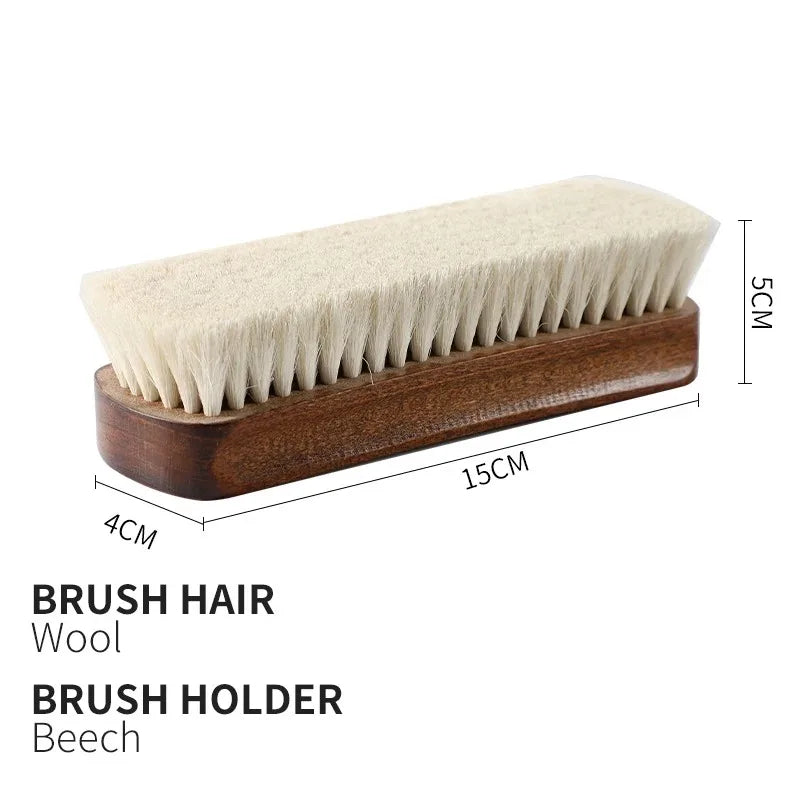 Wool bristle shoe brush leather care